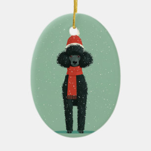 Schwarzes Pudel-Weihnachtsgeschenk Keramik Ornament