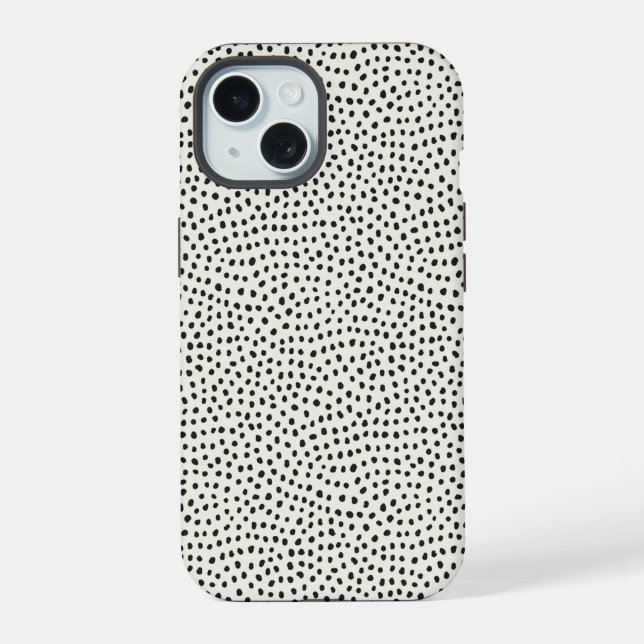 Schwarzes Punktmuster iPhone 15 Hülle (Rückseite)