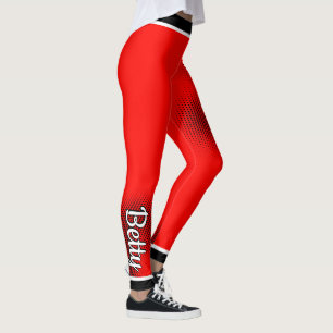 Schwarzes Punktmuster mit dem Namen auf RED Leggings