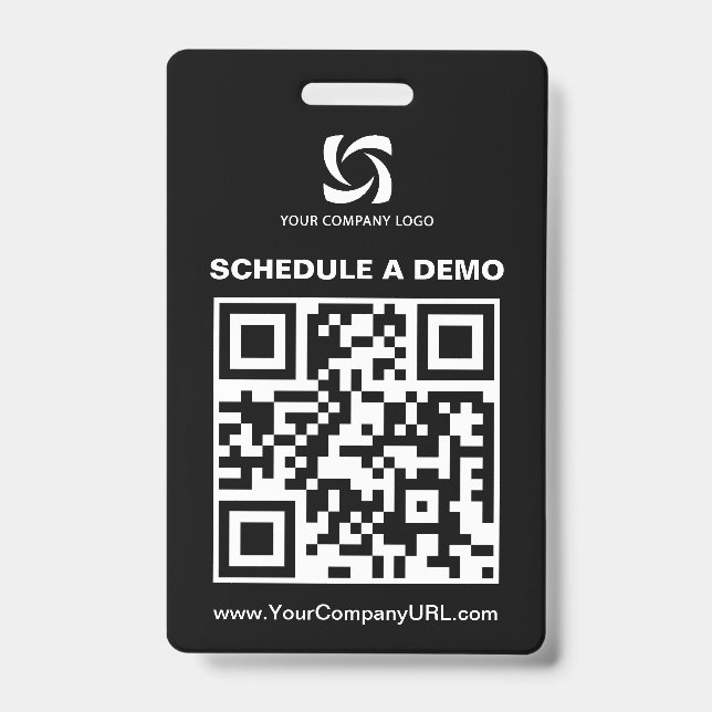 Schwarzes QR-Code-Website-Messen-Schild Ausweis (Vorderseite)