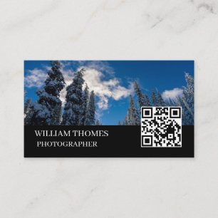Schwarzes QR-Fotografie-Portfolio-Branding-Style Visitenkarte