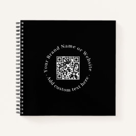 Schwarzes QR | Modernes Minimalistisches Geschäftl Notizbuch