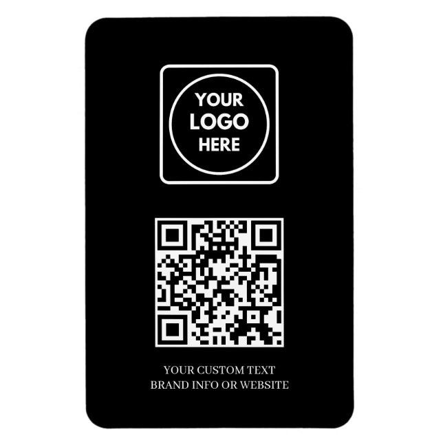 Schwarzes QR | Professionelles modernes Geschäftsl Magnet (Vertikal)