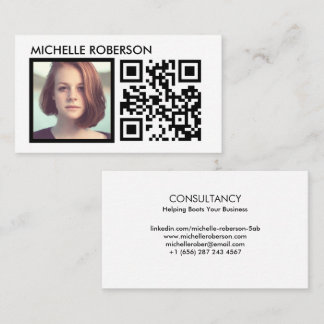 Schwarzes Qr und Foto Visitenkarte