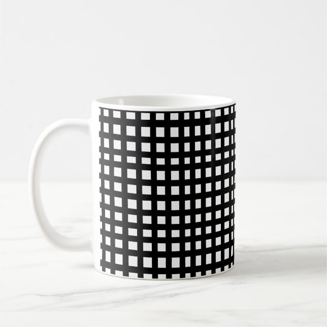 Schwarzes Quadrat-Gitter Kaffeetasse (Links)