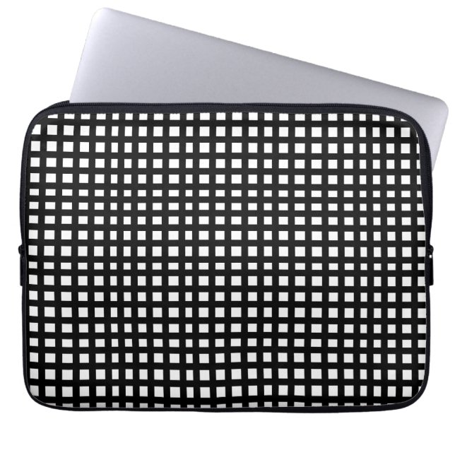 Schwarzes Quadrat-Gitter Laptopschutzhülle (Vorderseite)