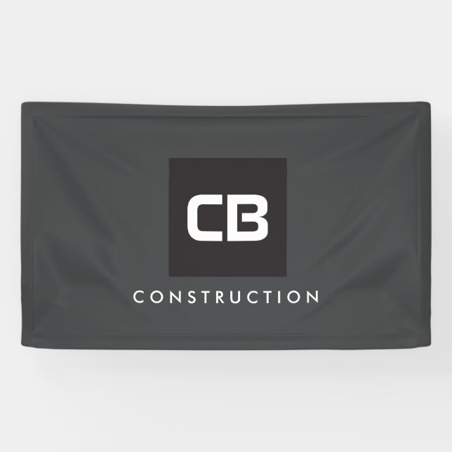 Schwarzes Quadrat Monogram Construction Logo Dunke Banner (Horizontal)