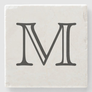 Schwarzes Quadrat-Monogramm personalisiert Steinuntersetzer