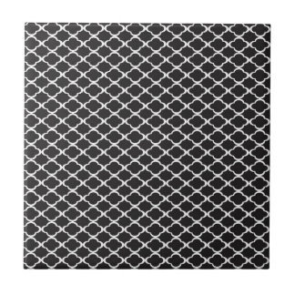 Schwarzes Quatrefoil Fliese