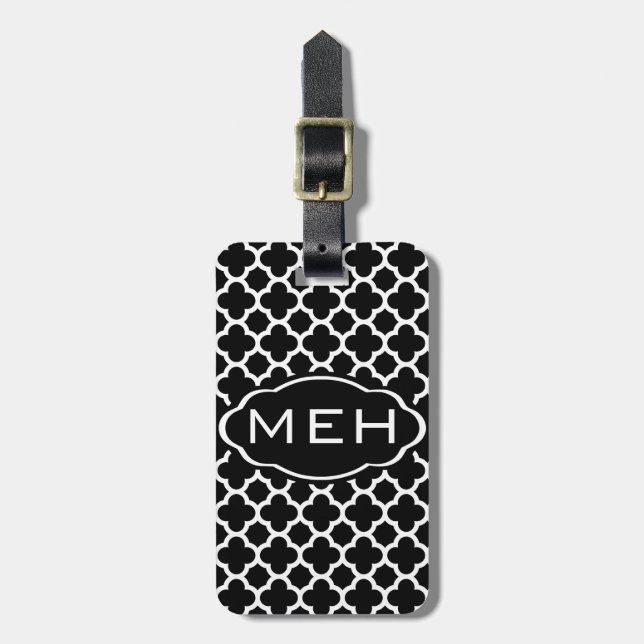 Schwarzes Quatreol, ein Monogramm Gepäckanhänger (Vorderseite vertikal)
