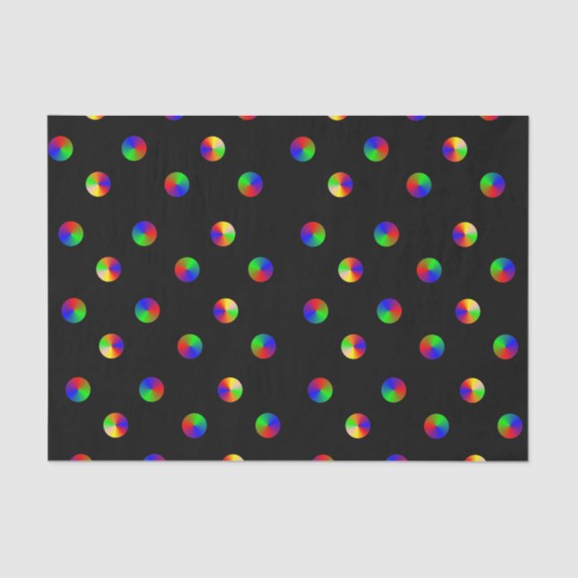 Schwarzes Rainbow Dots LGBT Gay Pride Tissue Paper Seidenpapier (Vorderseite)
