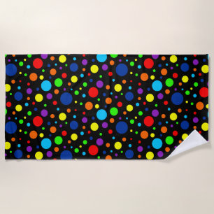Schwarzes Rainbow Spots Strandtuch