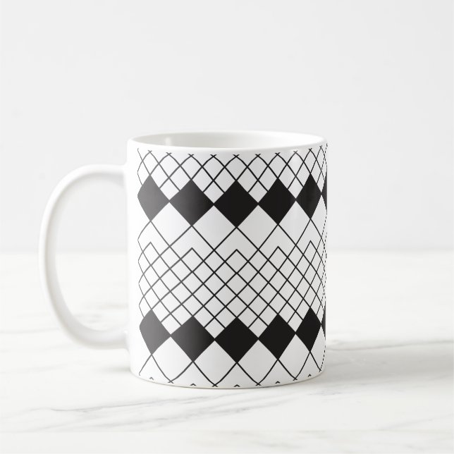 Schwarzes Rautenmuster Kaffeetasse (Links)