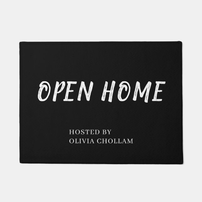 Schwarzes Realtor-Logo | Stylish Custom Open House Fußmatte (Vorderseite)