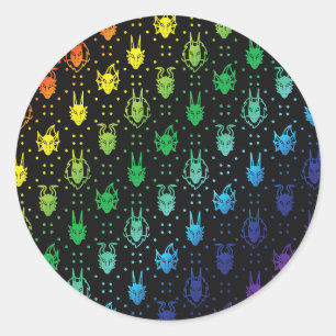 Schwarzes Regenbogen-Fantasie-Drachen-Punktmuster Runder Aufkleber