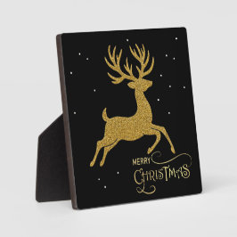Schwarzes Rentier-Schild mit Gold Fotoplatte