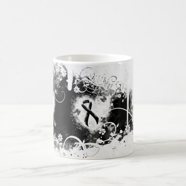 Schwarzes Ribbon Grunge Herz Kaffeetasse (Mittel)