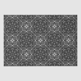 Schwarzes Rokoko-Muster blühen Seidenpapier