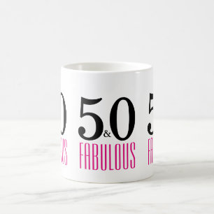 Schwarzes Rosa 50 und fabelhafter 50. Geburtstag Kaffeetasse