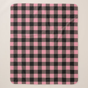 schwarzes rosa Buffalo-Karo-Muster Sherpadecke