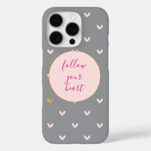 Schwarzes Rosa Grau Gold Herzen iPhone 16 Pro Hülle
