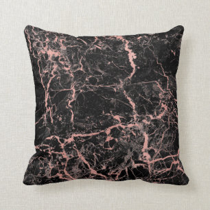 Schwarzes rosa Rosen-Goldabstrakter Marmorzauber Kissen