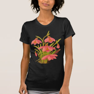 Schwarzes, rosa und grünes Blumen-T-Shirt T-Shirt