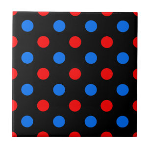 Schwarzes Rot Blau Punkte Design Fliese
