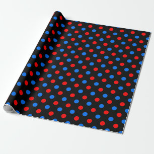 Schwarzes Rot Blau Punkte Design Geschenkpapier