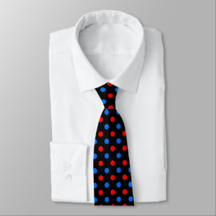 Schwarzes Rot Blau Punkte Design Krawatte