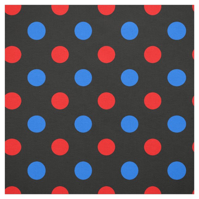 Schwarzes Rot Blau Punkte Design  Stoff (Muster)