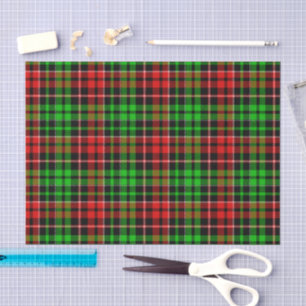 Schwarzes Rot Grün Kariertes Tartan Design Seidenpapier