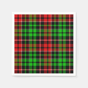 Schwarzes Rot Grün Kariertes Tartan Design Serviette