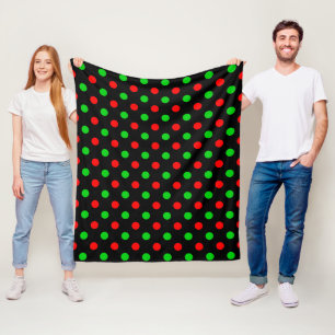 Schwarzes Rot Grün Polka Punkte Design Fleecedecke