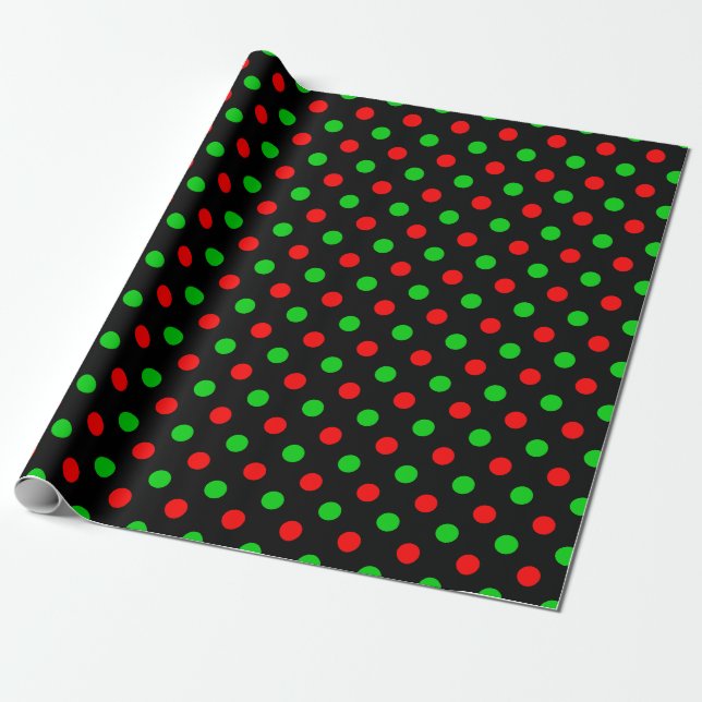 Schwarzes Rot Grün Polka Punkte Design  Geschenkpapier (Ungerollt)