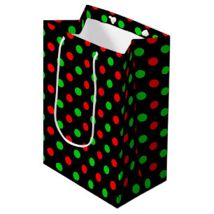 Schwarzes Rot Grün Polka Punkte Design  Mittlere Geschenktüte