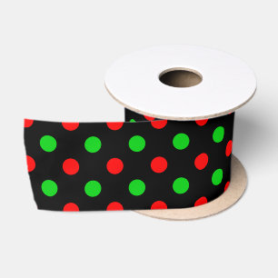 Schwarzes Rot Grün Polka Punkte Design Satinband