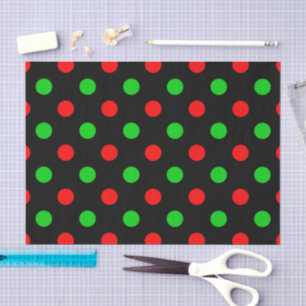 Schwarzes Rot Grün Polka Punkte Design  Seidenpapier