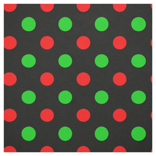 Schwarzes Rot Grün Polka Punkte Design  Stoff (Muster)