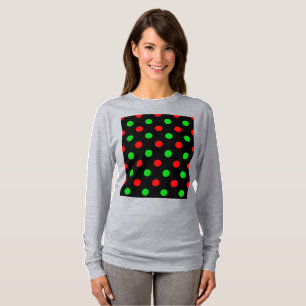 Schwarzes Rot Grün Polka Punkte Design T-Shirt
