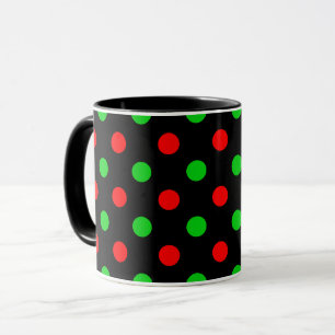 Schwarzes Rot Grün Polka Punkte Design  Tasse