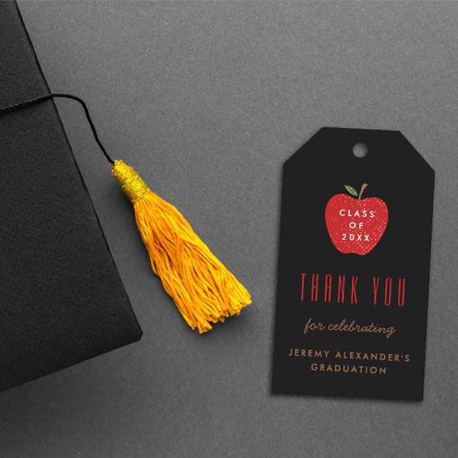 Schwarzes rotes Apfel-Abschlussfeier-Geschenkanhän Geschenkanhänger (Von Creator hochgeladen)