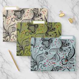 Schwarzes rotes Blumen Papiermappe