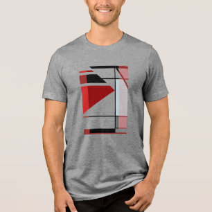 Schwarzes rotes Burgunder MCM-Look geometrisches k Tri-Blend Shirt