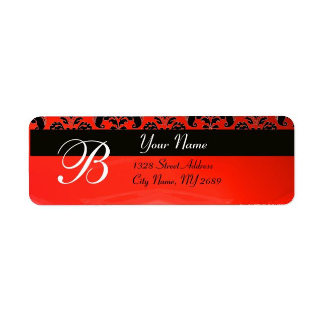SCHWARZES ROTES DAMASK-MONOGRAMM (Vorne)
