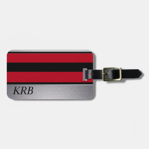Schwarzes rotes graues Textur-Design-Monogramm Gepäckanhänger