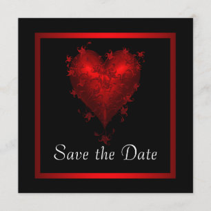 Schwarzes Rotes Herz Save the Date Hochzeit