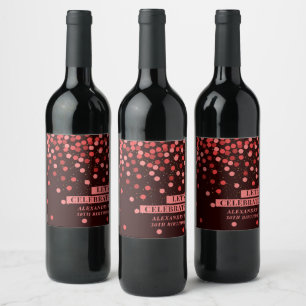 Schwarzes rotes Konfetti Lasst uns feiern Weinlabe Weinetikett