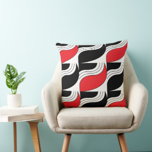 Schwarzes rotes modernes geometrisches Muster Kissen