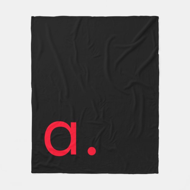 Schwarzes rotes Monogramm Anfangsbuchstabe modern  Fleecedecke (Vorderseite)